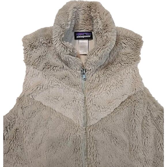 PATAGONIA Women's Pelage Fleece Fur Vest Bleached Stone Sz Small - Picture 2 of 10